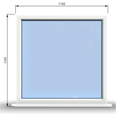 1145mm (W) x 1145mm (H) PVCu StormProof Window - 1 Non Opening Window - Toughened Safety Glass - White