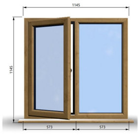 1145mm (W) x 1145mm (H) Wooden Stormproof Window - 1/2 Left Opening Window - Toughened Safety Glass