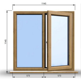 1145mm (W) x 1145mm (H) Wooden Stormproof Window - 1/2 Right Opening Window - Toughened Safety Glass