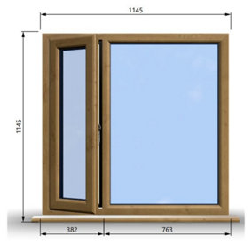 1145mm (W) x 1145mm (H) Wooden Stormproof Window - 1/3 Left Opening Window - Toughened Safety Glass
