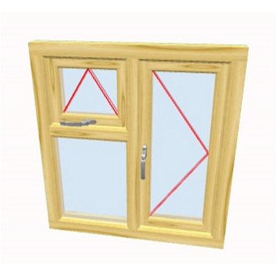 1145mm (W) x 1145mm (H) Wooden Stormproof Window - 1 Opening Window (LEFT) - Top Opening Window (RIGHT) - Toughened Safety Glass