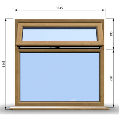1145mm (W) x 1145mm (H) Wooden Stormproof Window - 1 Top Opening Window -Toughened Safety Glass