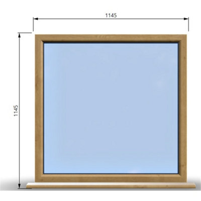 1145mm (W) x 1145mm (H) Wooden Stormproof Window - 1 Window (NON Opening) - Toughened Safety Glass