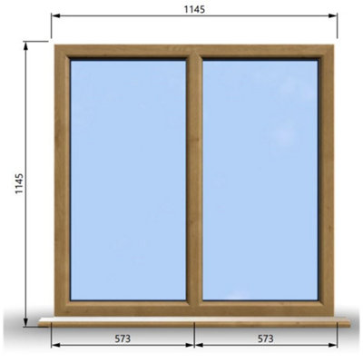 1145mm (W) x 1145mm (H) Wooden Stormproof Window - 2 Non-Opening Windows - Toughened Safety Glass