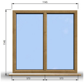 1145mm (W) x 1145mm (H) Wooden Stormproof Window - 2 Non-Opening Windows - Toughened Safety Glass