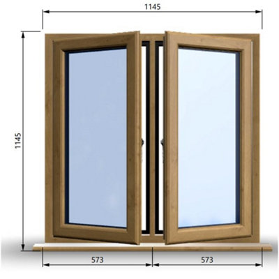 1145mm (W) x 1145mm (H) Wooden Stormproof Window - 2 Opening Windows (Left & Right) - Toughened Safety Glass