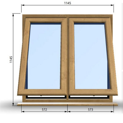 1145mm (W) x 1145mm (H) Wooden Stormproof Window - 2 Opening Windows (Opening from Bottom) - Toughened Safety Glass