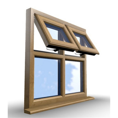 1145mm (W) x 1145mm (H) Wooden Stormproof Window - 2 Top Opening Windows -Toughened Safety Glass - 6