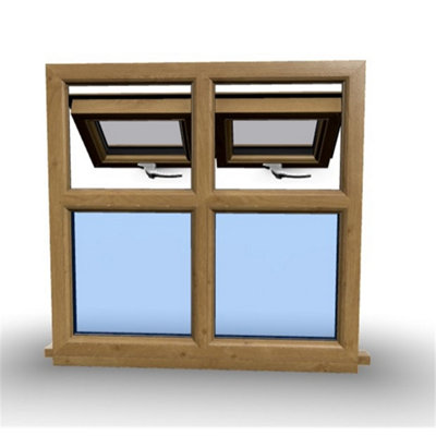 1145mm (W) x 1145mm (H) Wooden Stormproof Window - 2 Top Opening Windows -Toughened Safety Glass - 8