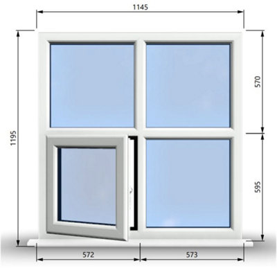 1145mm (W) x 1195mm (H) PVCu StormProof Casement Window - 1 Bottom ...