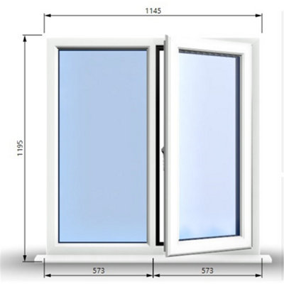 1145mm (W) x 1195mm (H) PVCu StormProof Casement Window - 1 RIGHT Opening Window -  Toughened Safety Glass - White
