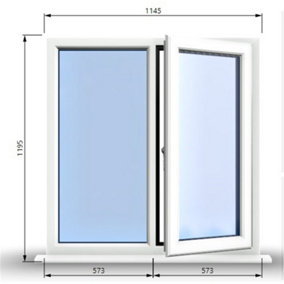 1145mm (W) x 1195mm (H) PVCu StormProof Casement Window - 1 RIGHT Opening Window -  Toughened Safety Glass - White