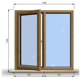 1145mm (W) x 1195mm (H) Wooden Stormproof Window - 1/2 Left Opening Window - Toughened Safety Glass
