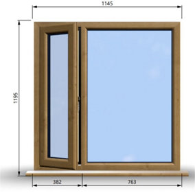 1145mm (W) x 1195mm (H) Wooden Stormproof Window - 1/3 Left Opening Window - Toughened Safety Glass