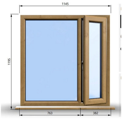1145mm (W) x 1195mm (H) Wooden Stormproof Window - 1/3 Right Opening ...