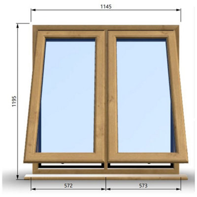 1145mm (W) x 1195mm (H) Wooden Stormproof Window - 2 Opening Windows (Opening from Bottom) - Toughened Safety Glass