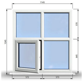 1145mm (W) x 1245mm (H) PVCu StormProof Casement Window - 1 Bottom Opening Window (Left) -  White Internal & External