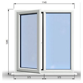 1145mm (W) x 1245mm (H) PVCu StormProof Casement Window - 1 LEFT Opening Window -  Toughened Safety Glass - White