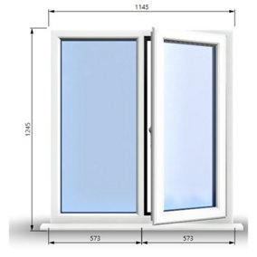 1145mm (W) x 1245mm (H) PVCu StormProof Casement Window - 1 RIGHT Opening Window -  Toughened Safety Glass - White