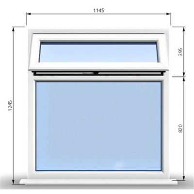 1145mm (W) x 1245mm (H) PVCu StormProof Casement Window - 1 Top Opening Window - 70mm Cill - Chrome Handles -  White