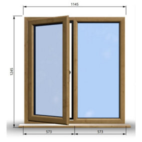 1145mm (W) x 1245mm (H) Wooden Stormproof Window - 1/2 Left Opening Window - Toughened Safety Glass