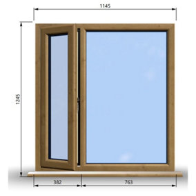 1145mm (W) x 1245mm (H) Wooden Stormproof Window - 1/3 Left Opening Window - Toughened Safety Glass