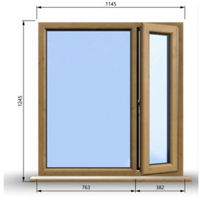 1145mm (W) x 1245mm (H) Wooden Stormproof Window - 1/3 Right Opening Window - Toughened Safety Glass