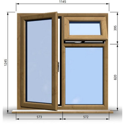 1145mm (W) x 1245mm (H) Wooden Stormproof Window - 1 Opening Window (LEFT) - Top Opening Window (RIGHT) - Toughened Safety Glass