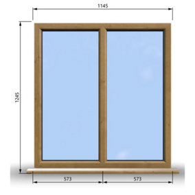1145mm (W) x 1245mm (H) Wooden Stormproof Window - 2 Non-Opening Windows - Toughened Safety Glass