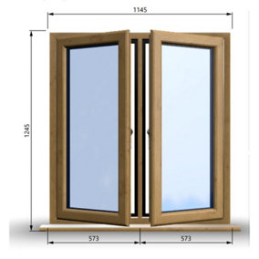1145mm (W) x 1245mm (H) Wooden Stormproof Window - 2 Opening Windows (Left & Right) - Toughened Safety Glass