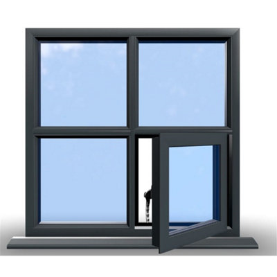 1145mm (W) x 895mm (H) Aluminium Flush Casement Window - 1 Bottom Opening Window (Right) - Anthracite Internal & External - 6