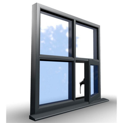 1145mm (W) x 895mm (H) Aluminium Flush Casement Window - 1 Bottom Opening Window (Right) - Anthracite Internal & External - 8