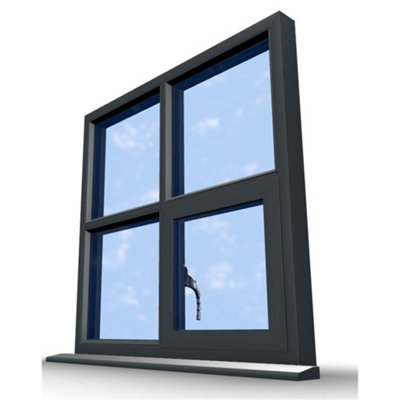 1145mm (W) x 895mm (H) Aluminium Flush Casement Window - 1 Bottom Opening Window (Right) - Anthracite Internal & External - 9