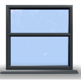 1145mm (W) x 895mm (H) Aluminium Flush Casement Window - 2 Horizontal Panes (Non Opening) - Anthracite Internal & External