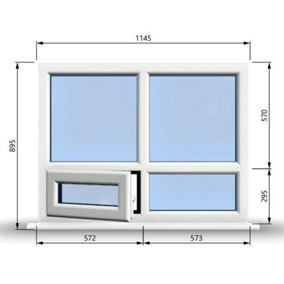 1145mm (W) x 895mm (H) PVCu StormProof Casement Window - 1 Bottom Opening (Left) -  White Internal & External