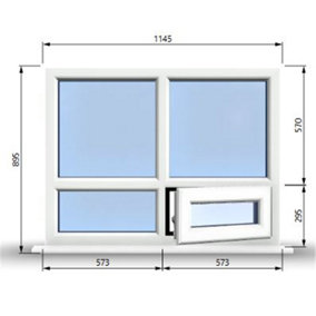 1145mm (W) x 895mm (H) PVCu StormProof Casement Window - 1 Bottom Opening (Right)  - White Internal & External