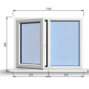 1145mm (W) x 895mm (H) PVCu StormProof Casement Window - 1 LEFT Opening Window -  Toughened Safety Glass - White