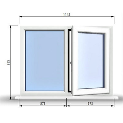 1145mm (W) x 895mm (H) PVCu StormProof Casement Window - 1 RIGHT Opening Window -  Toughened Safety Glass - White