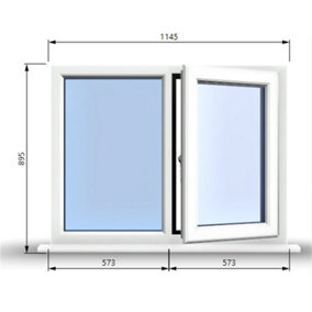 1145mm (W) x 895mm (H) PVCu StormProof Casement Window - 1 RIGHT Opening Window -  Toughened Safety Glass - White