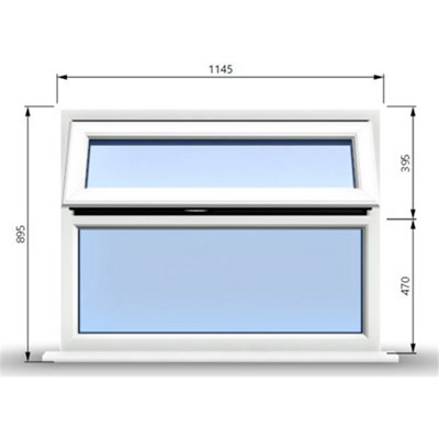 1145mm (W) x 895mm (H) PVCu StormProof Casement Window - 1 Top Opening Window - 70mm Cill - Chrome Handles -  White