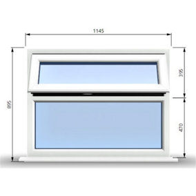 1145mm (W) x 895mm (H) PVCu StormProof Casement Window - 1 Top Opening Window - 70mm Cill - Chrome Handles -  White