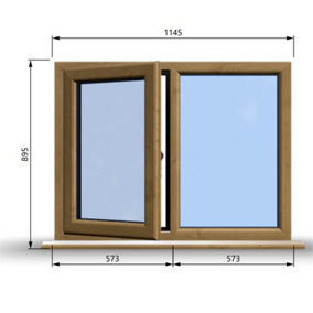 1145mm (W) x 895mm (H) Wooden Stormproof Window - 1/2 Left Opening Window - Toughened Safety Glass