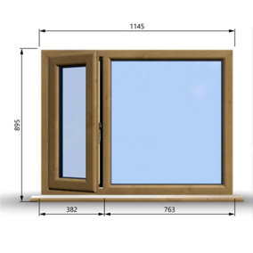 1145mm (W) x 895mm (H) Wooden Stormproof Window - 1/3 Left Opening Window - Toughened Safety Glass