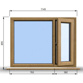 1145mm (W) x 895mm (H) Wooden Stormproof Window - 1/3 Right Opening Window - Toughened Safety Glass