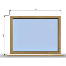 1145mm (W) x 895mm (H) Wooden Stormproof Window - 1 Window (NON Opening) - Toughened Safety Glass