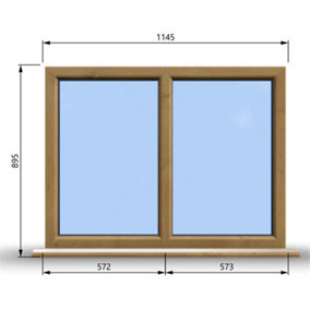 1145mm (W) x 895mm (H) Wooden Stormproof Window - 2 Non-Opening Windows - Toughened Safety Glass