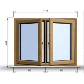 1145mm (W) x 895mm (H) Wooden Stormproof Window - 2 Opening Windows (Left & Right) - Toughened Safety Glass