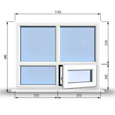 1145mm (W) x 945mm (H) PVCu StormProof Casement Window - 1 Bottom ...