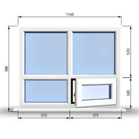 1145mm (W) x 945mm (H) PVCu StormProof Casement Window - 1 Bottom Opening (Right)  - White Internal & External
