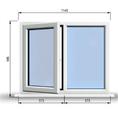 1145mm (W) x 945mm (H) PVCu StormProof Casement Window - 1 LEFT Opening ...